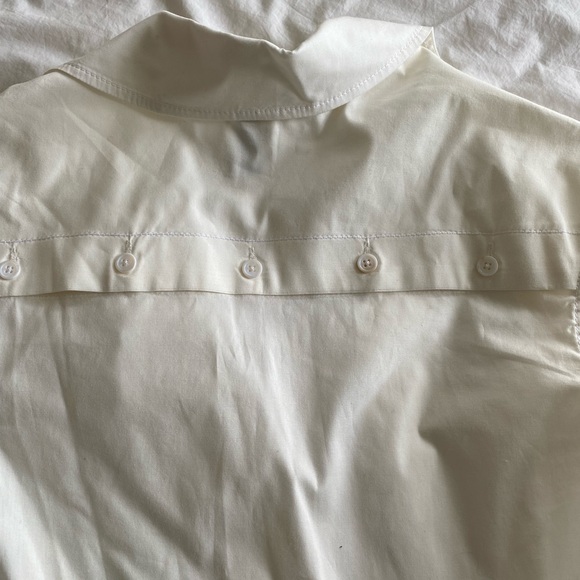 Rosie Assoulin Ivory Collared Button Down with Flared Sleeves & Button Vent Back - Picture 6 of 13